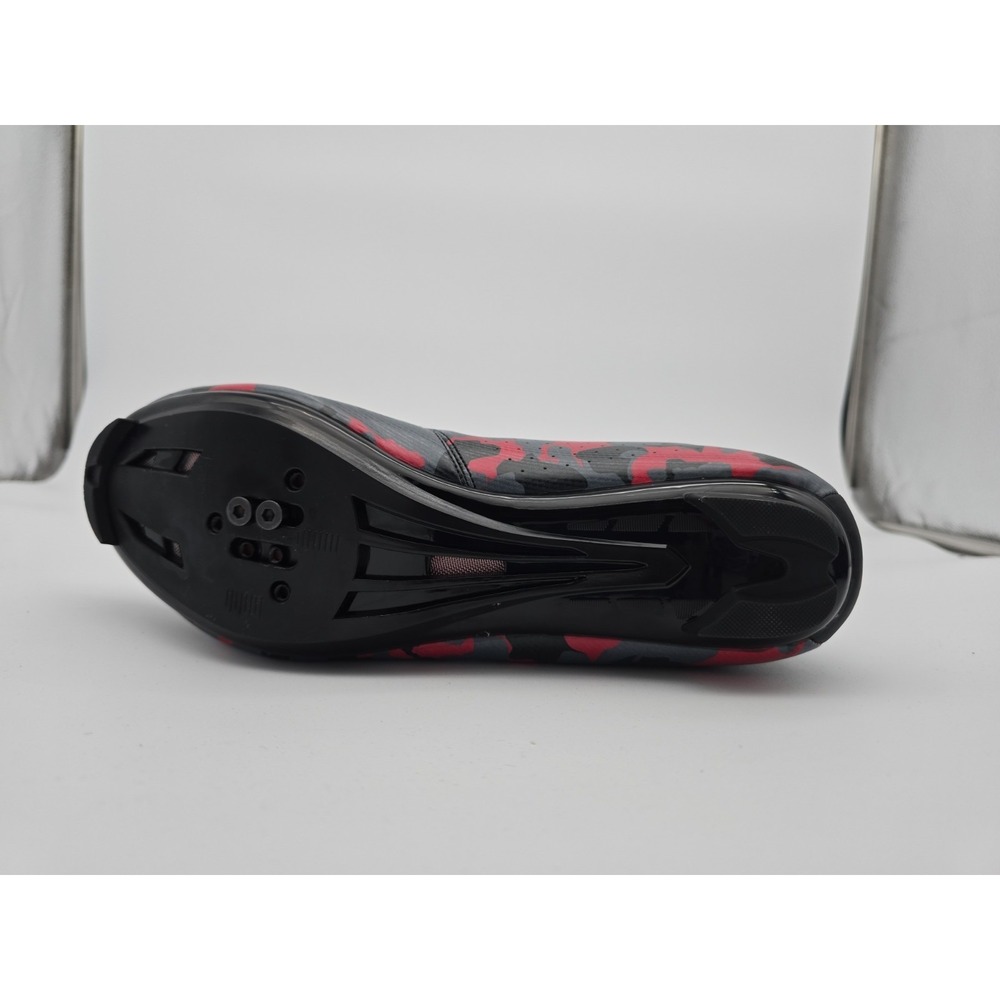 Speed Cycling Shoes Mens Size 13 Black Red Camouflage 3 Cleat Speed Tie Strap - Picture 10 of 10